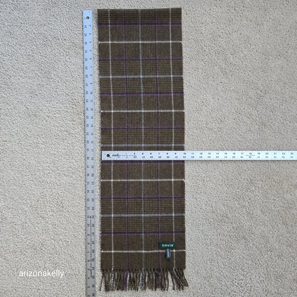 NWOT Orvis Wool Scarf Green Plaid - Picture 10 of 11